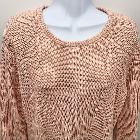 Banana Republic Factory Women's 100% Cotton Fisherman Knit Sweater is Pink-Sz-XS - Picture 2 of 10